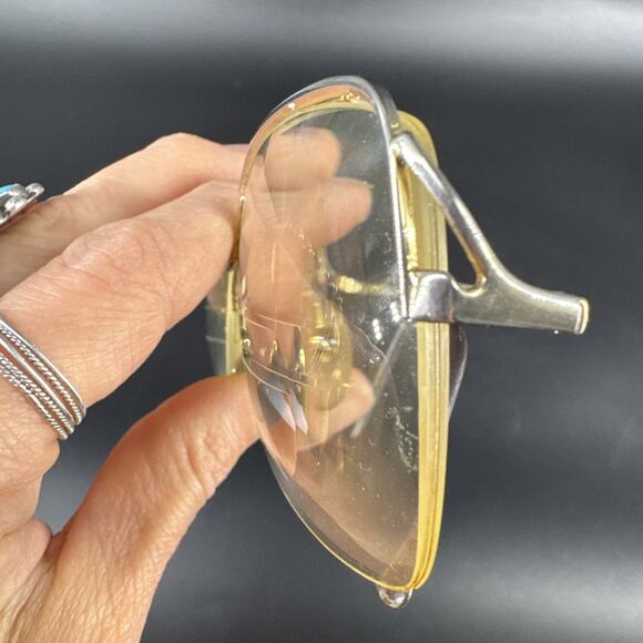 Vintage Half Rim Oversized Gold Tone Metal Frames Glasses Frames Only - Picture 10 of 16